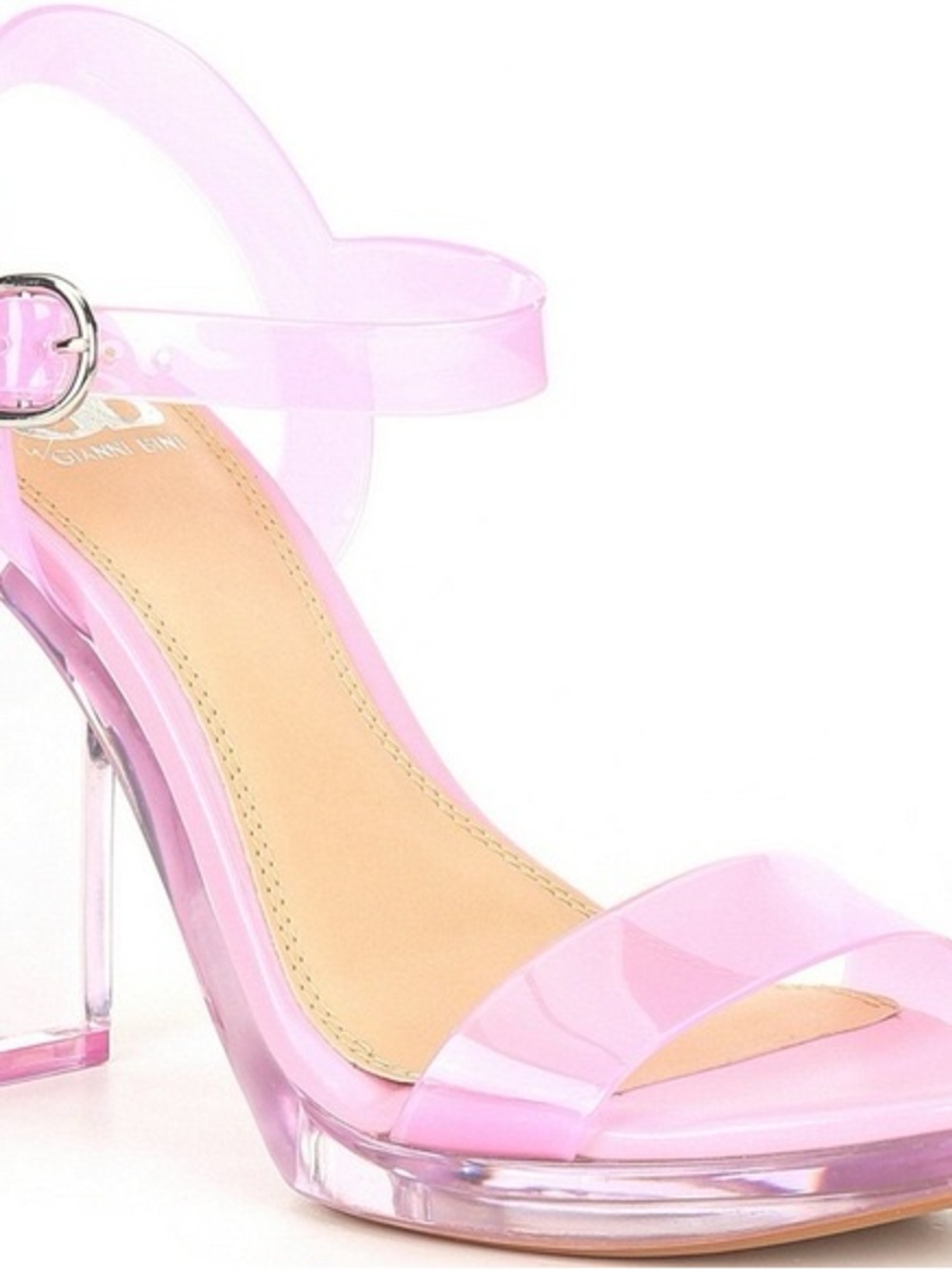 Gianni Bini Pink Clear Lucite Block Heel Sandal